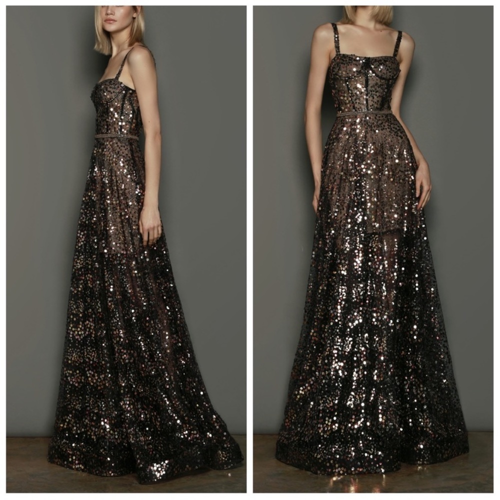 Bronx and Banco Black Sequin Maxi Dress